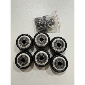 6Pcs 1.5 Inch Black Polyurethane Caster Wheels with Screws for Furniture Repair